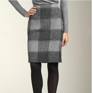 Talbots Wool Alpaca Blend Pencil Skirt Windowpane Check Cozy Academia Secretary
